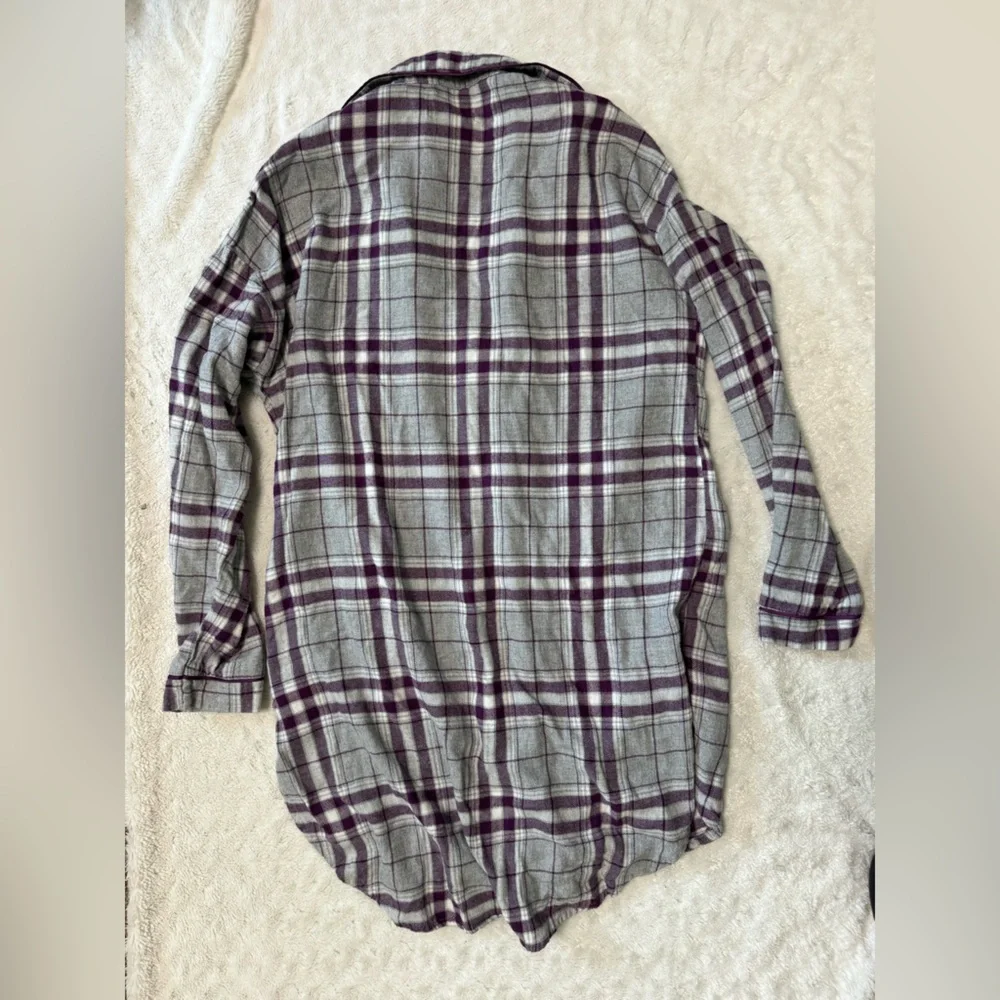 TED BAKER Flannel Night Shirt Plaid Button-Up Shirt Dress